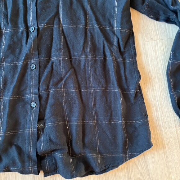 Rails Sz M Black Gold Metallic Hunter Long Sleeve Plaid Button Up Shirt - Picture 3 of 8